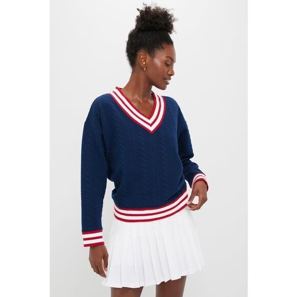 Tuckernuck  Turner Pullover Sweater Tennis Prep Size Small $148 V Neck - Picture 4 of 11